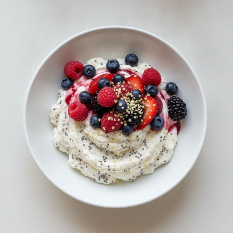 Silky Greek Yogurt Protein Mousse with Mixed Berries