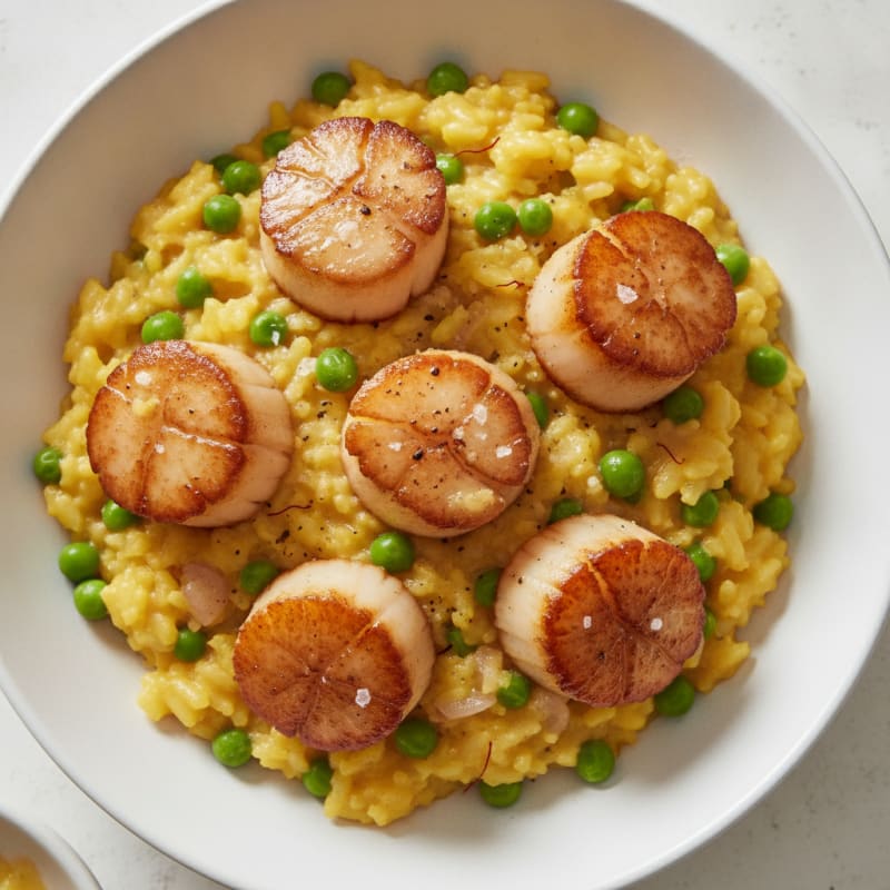 Saffron Risotto with Pan-Seared Scallops