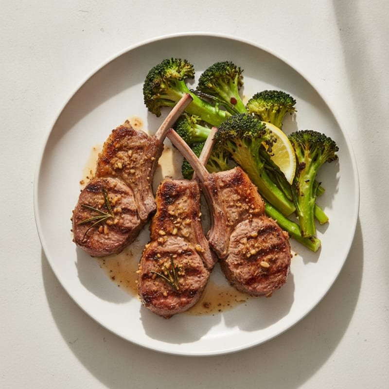 Grilled Lamb Chops with Roasted Broccoli