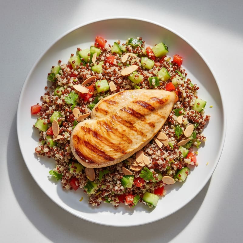 Grilled Chicken Breast with Crunchy Quinoa Salad