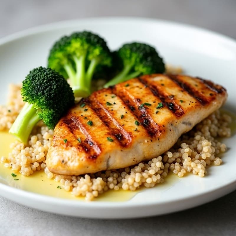 Grilled Chicken Breast with Quinoa and Steamed Broccoli
