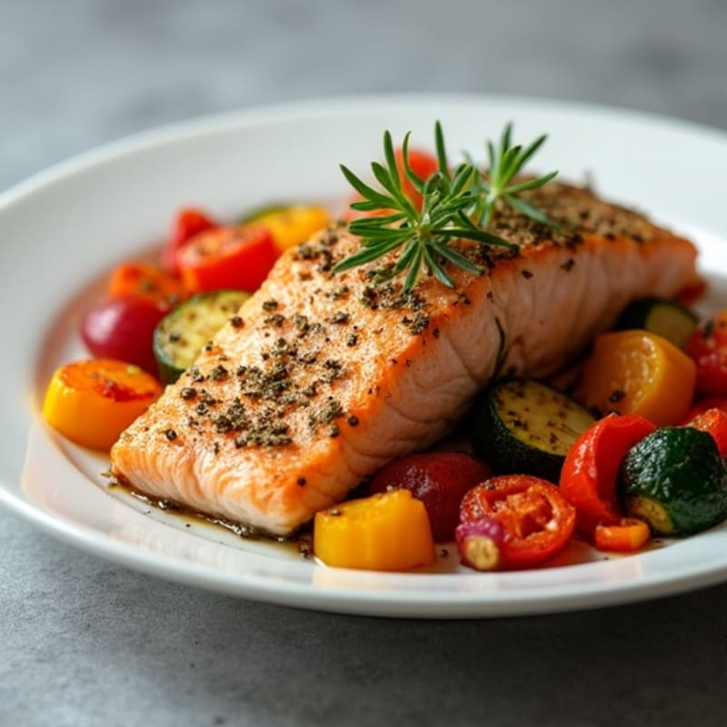 Herb-Crusted Baked Salmon with Roasted Vegetables