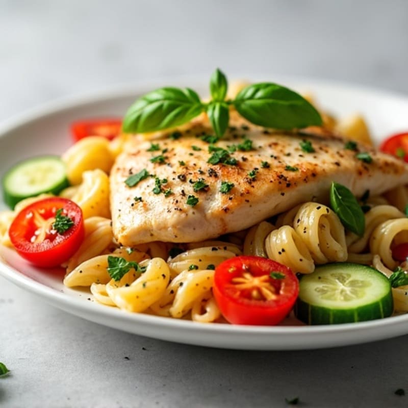 Herby Chicken Pasta Salad with Crisp Vegetables