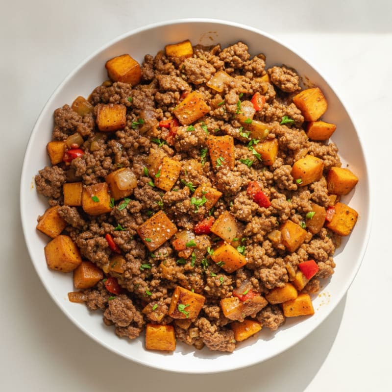Sweet Potato Ground Beef Skillet