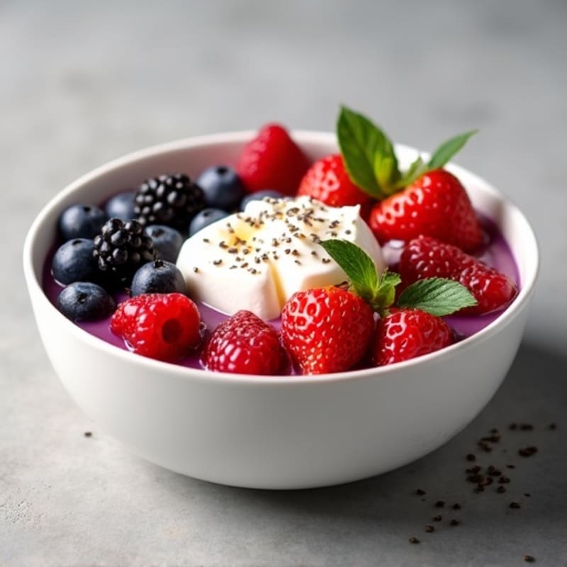 Greek Yogurt and Cottage Cheese Protein Bowl with Mixed Berries