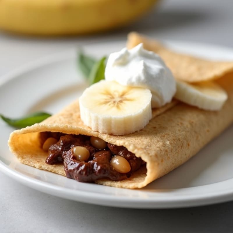 Creamy Chocolate Hazelnut Stuffed Protein Crepes with Fresh Banana