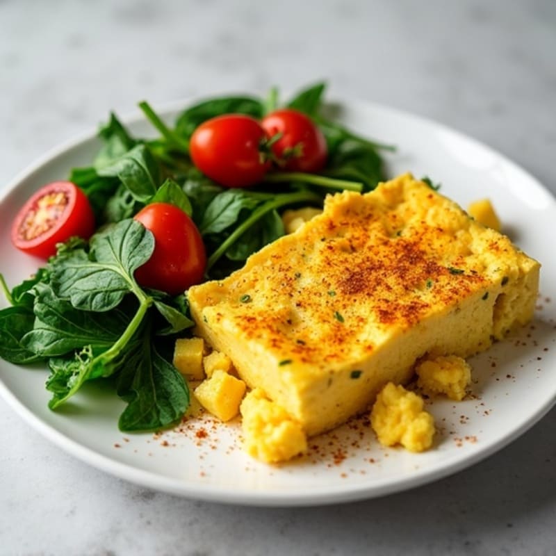 Creamy Tofu Scramble with Sautéed Spinach and Cherry Tomatoes