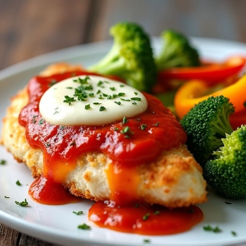 Healthy Crispy Chicken Parmesan with Roasted Vegetables