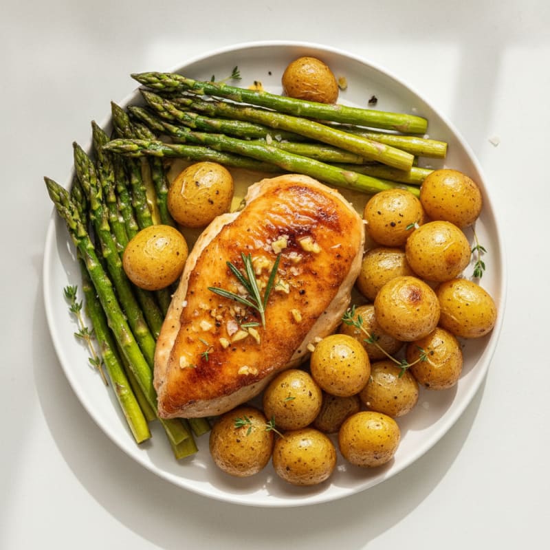 Lemon Herb Roasted Chicken with Asparagus