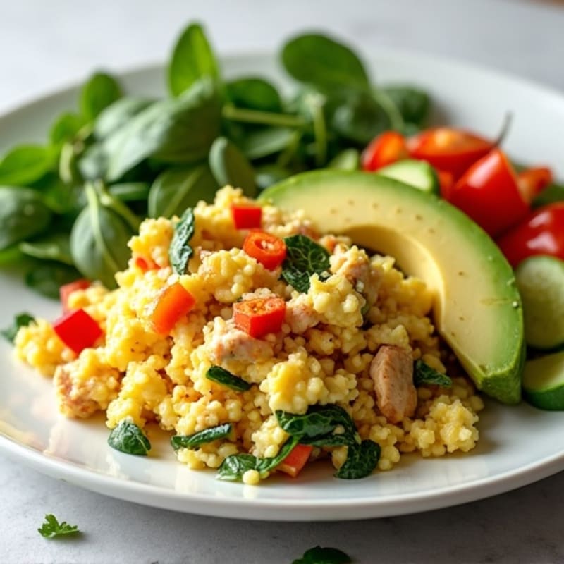 Egg White Scramble with Spinach and Turkey Breast