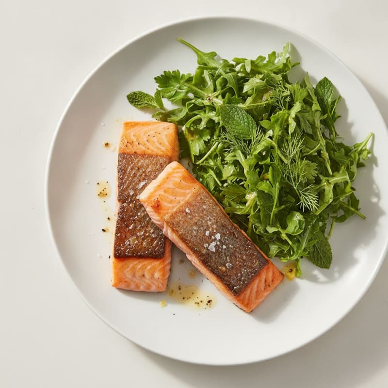 Pan-Seared Salmon with Fresh Herb Salad