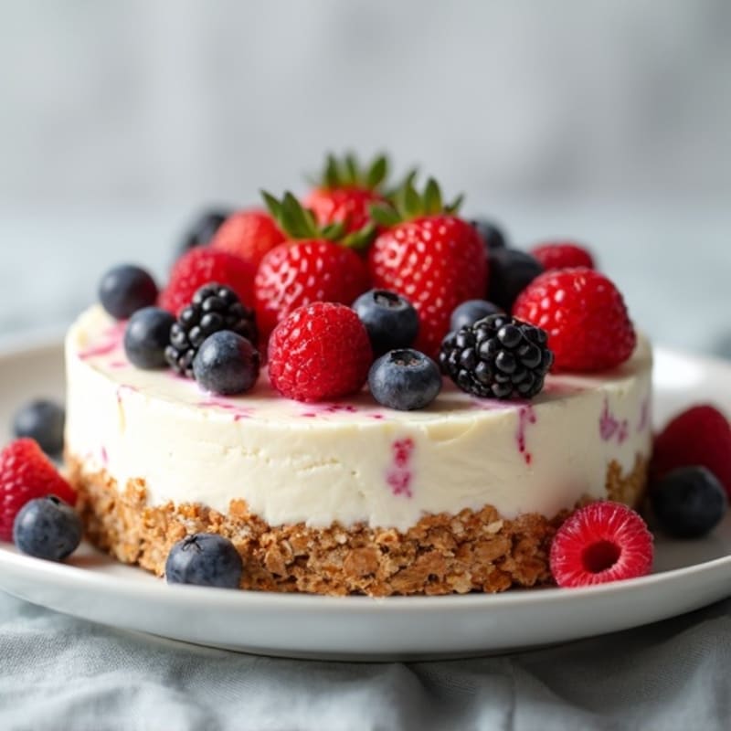 Greek Yogurt Protein Cheesecake with Fresh Berries