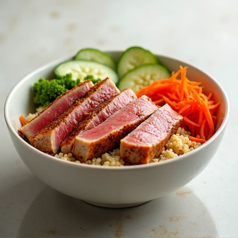Fresh Tuna Sesame-Ginger Bowl with Crispy Vegetables