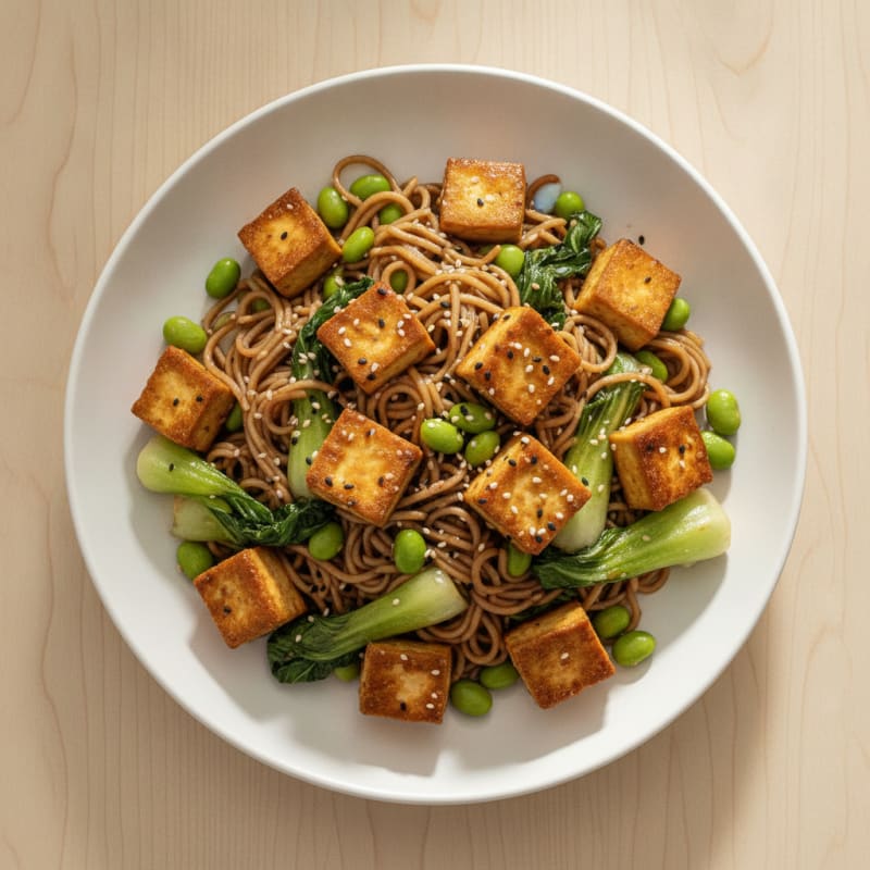Pan-Seared Teriyaki Tofu Noodles