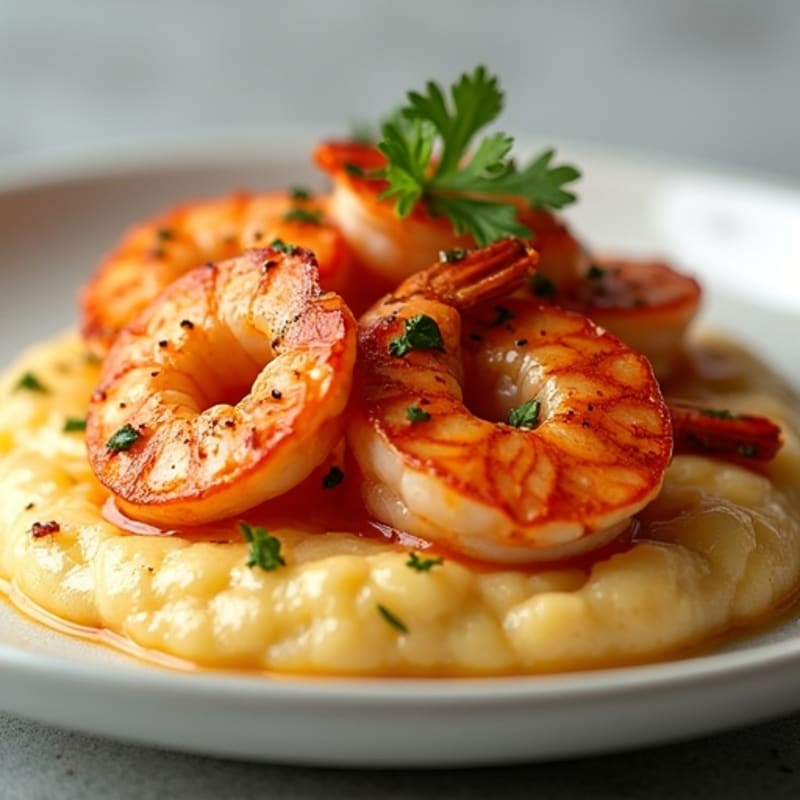 Spicy Pan-Seared Shrimp with Creamy Grits