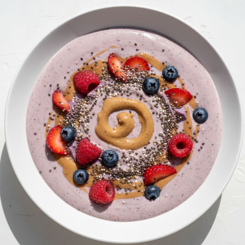 Silky Tofu Protein Smoothie with Chia and Berries