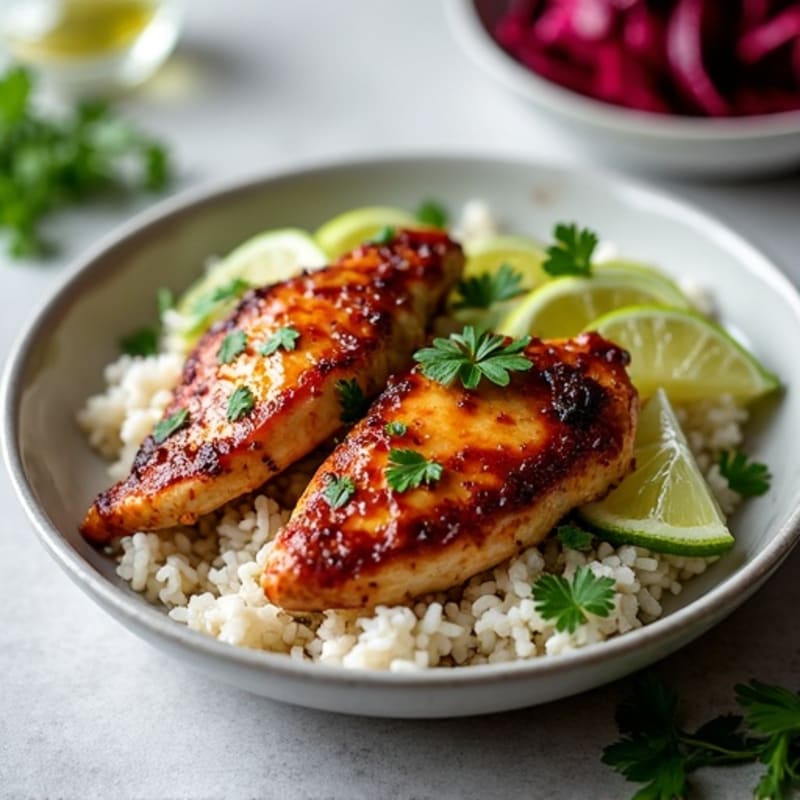 Teriyaki Chicken with Cilantro Lime Rice and Beet Cabbage Salad