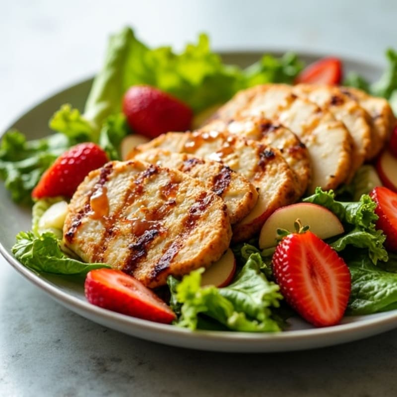 Grilled Chicken Salad with Fresh Romaine, Sweet Strawberries, and Crispy Apple