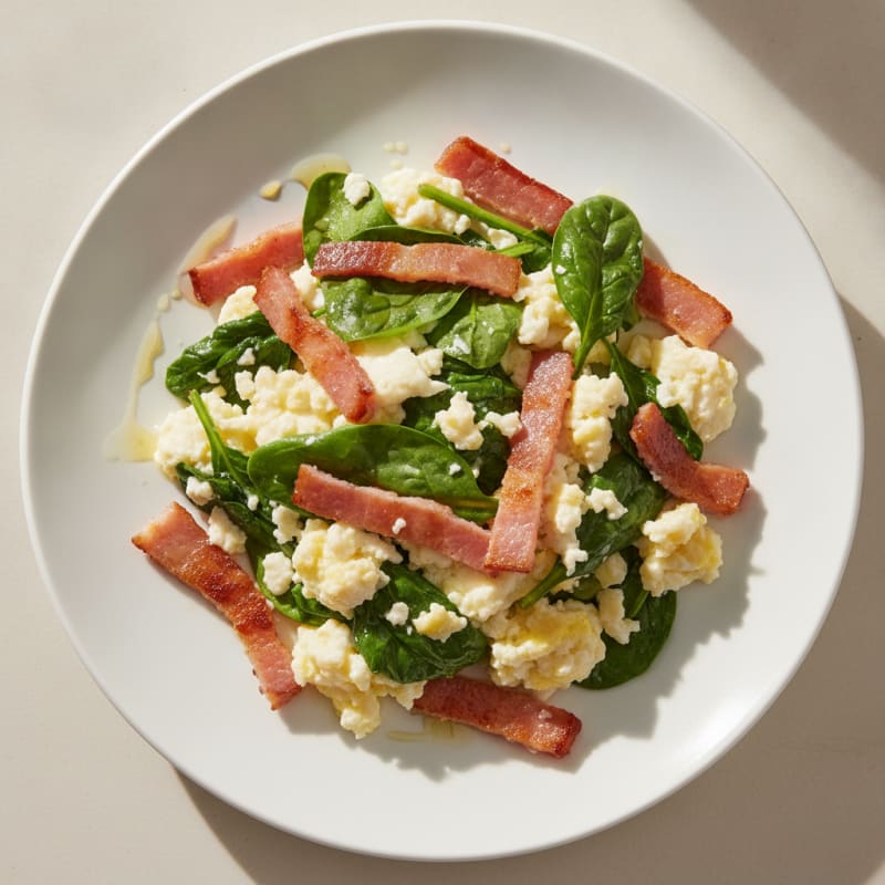 Egg White Scramble with Spinach and Turkey Bacon