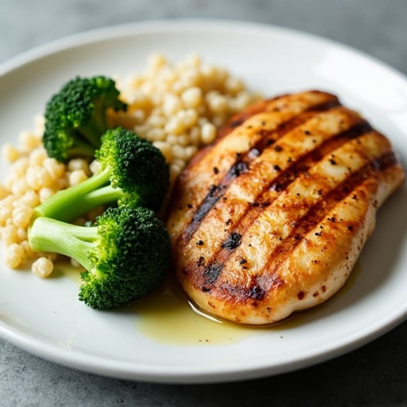 Grilled Chicken Breast with Quinoa and Steamed Broccoli