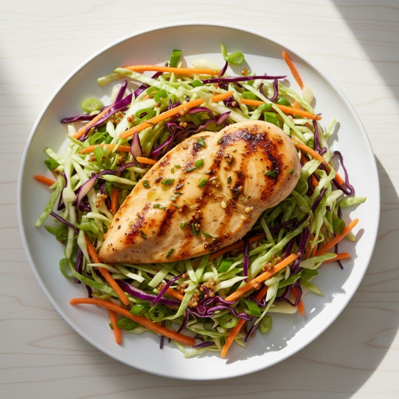 Grilled Chicken Breast with Crunchy Cabbage Slaw