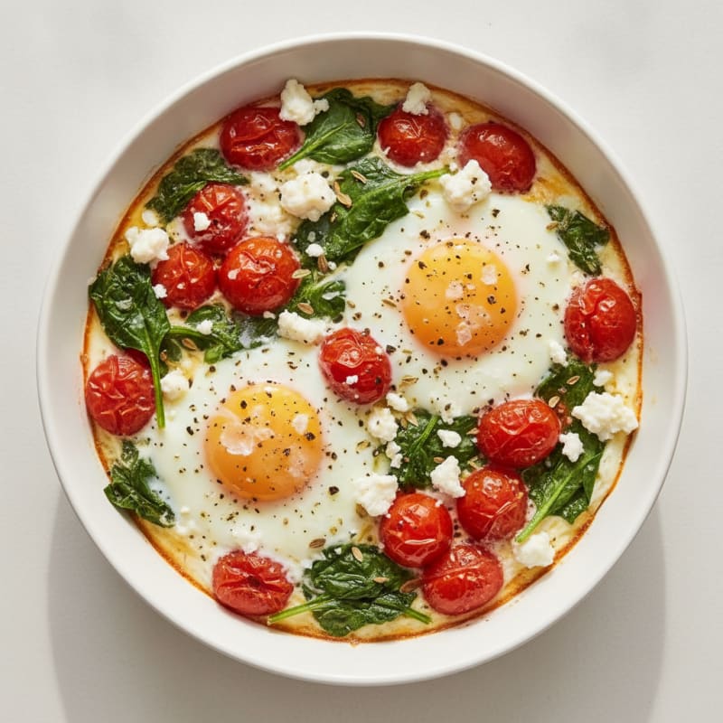 Baked Eggs with Roasted Tomatoes and Feta
