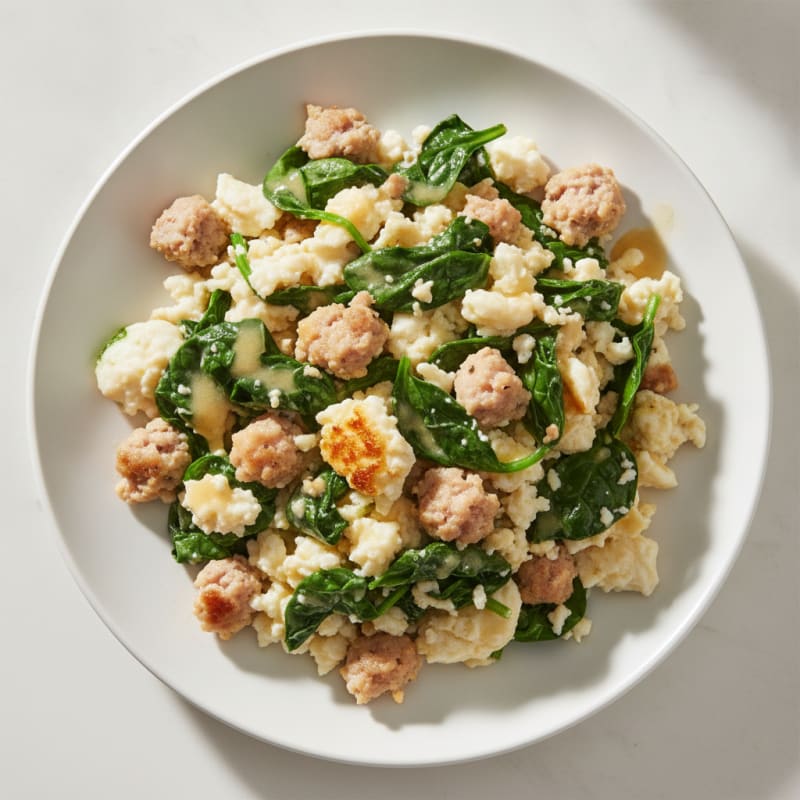 Egg White and Turkey Sausage Scramble with Spinach