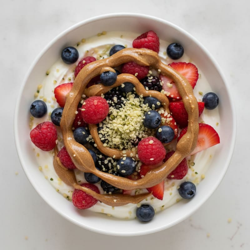 Creamy Greek Yogurt Bowl with Mixed Berries and Almond Butter