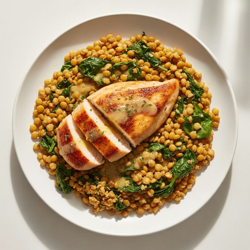 Tender Lemon Herb Chicken with Golden Lentils