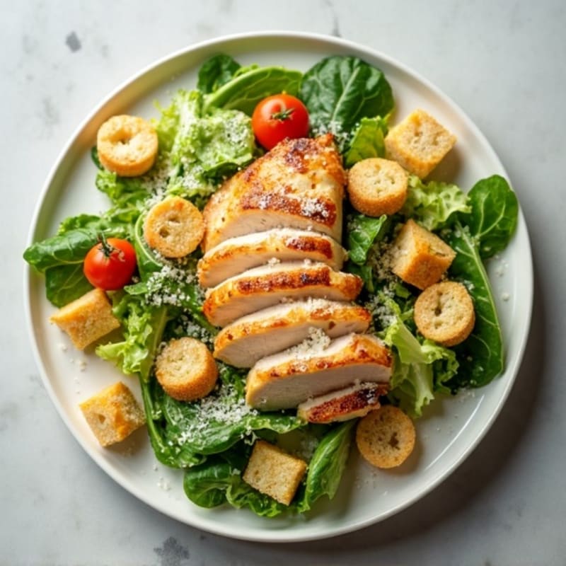 Grilled Chicken Caesar Salad with Crispy Romaine