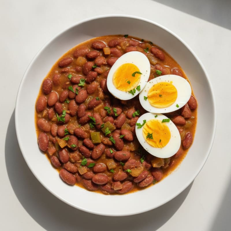 Creole Red Beans with Boiled Eggs