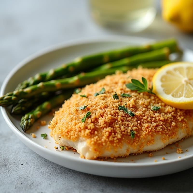 Crispy Lemon Herb Chicken with Roasted Asparagus