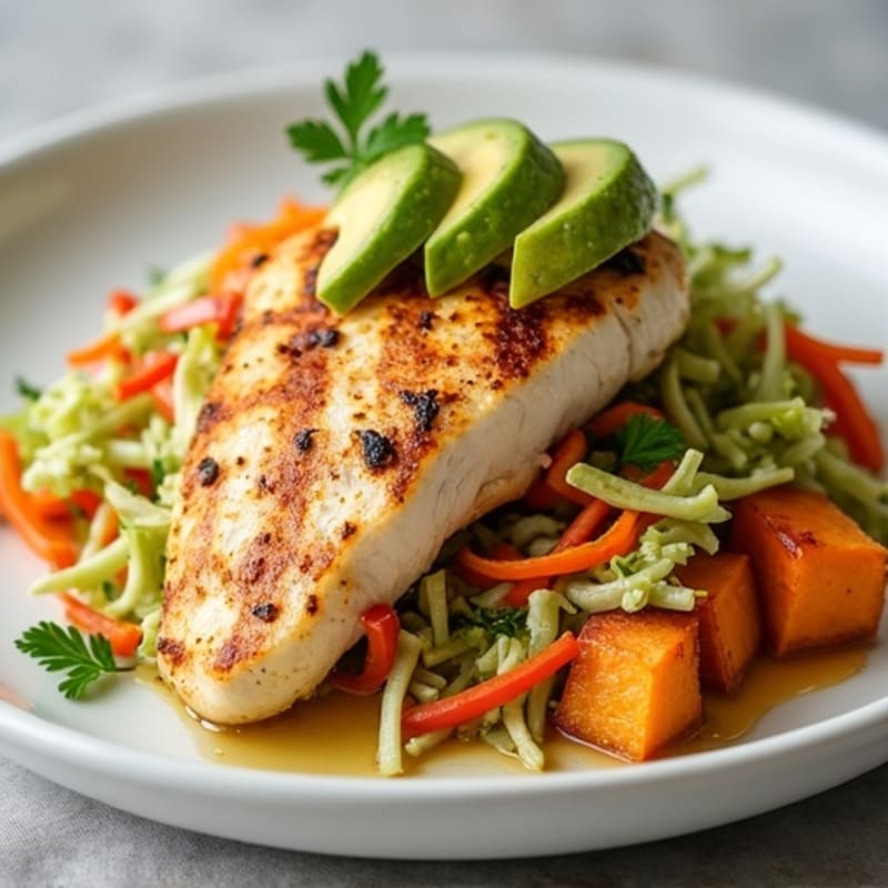 Grilled Chicken Breast with Crunchy Cabbage Slaw