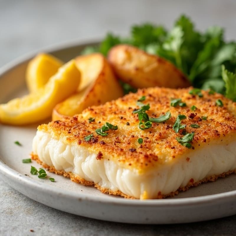 Crispy Baked Cod with Roasted Potato Wedges