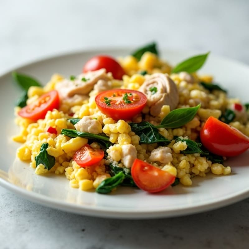 Egg White Veggie Scramble with Turkey Breast