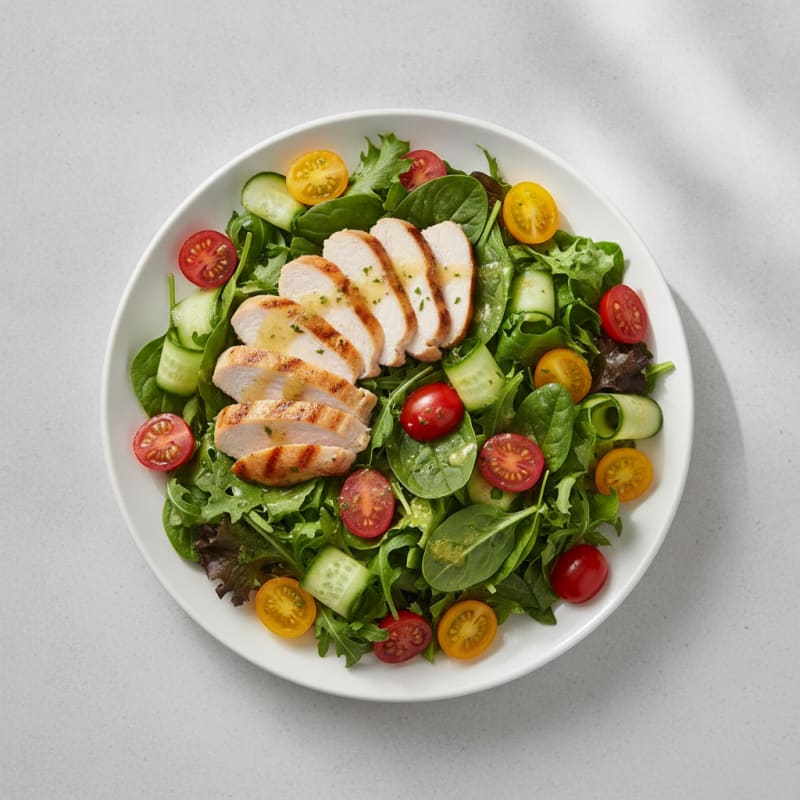 Grilled Turkey Breast Salad with Cherry Tomatoes and Cucumber