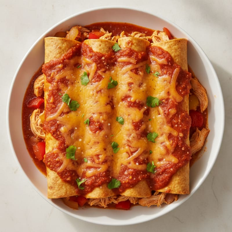 Chicken Enchiladas with Red Chili Sauce