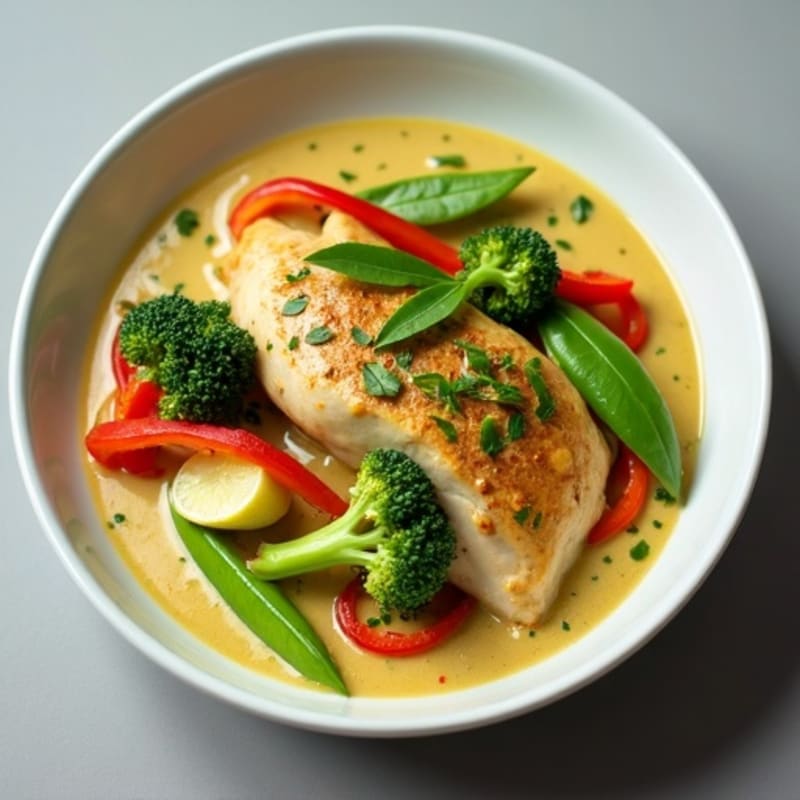 Creamy Coconut Green Curry Chicken with Fresh Vegetables