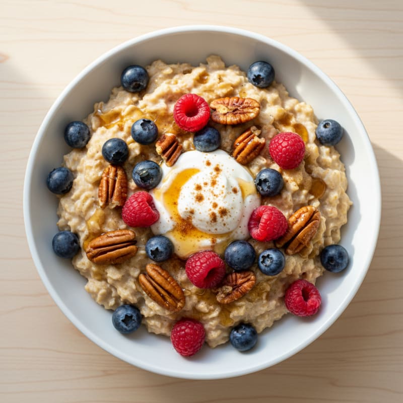 Maple Pecan Oatmeal with Berries