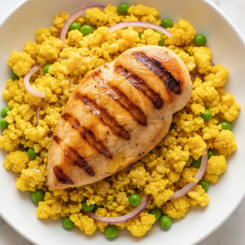 Grilled Chicken with Turmeric Cauliflower Rice