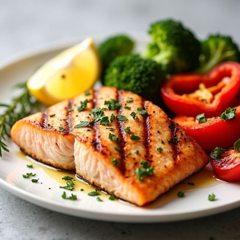 Lemon Herb Grilled Salmon with Roasted Vegetables