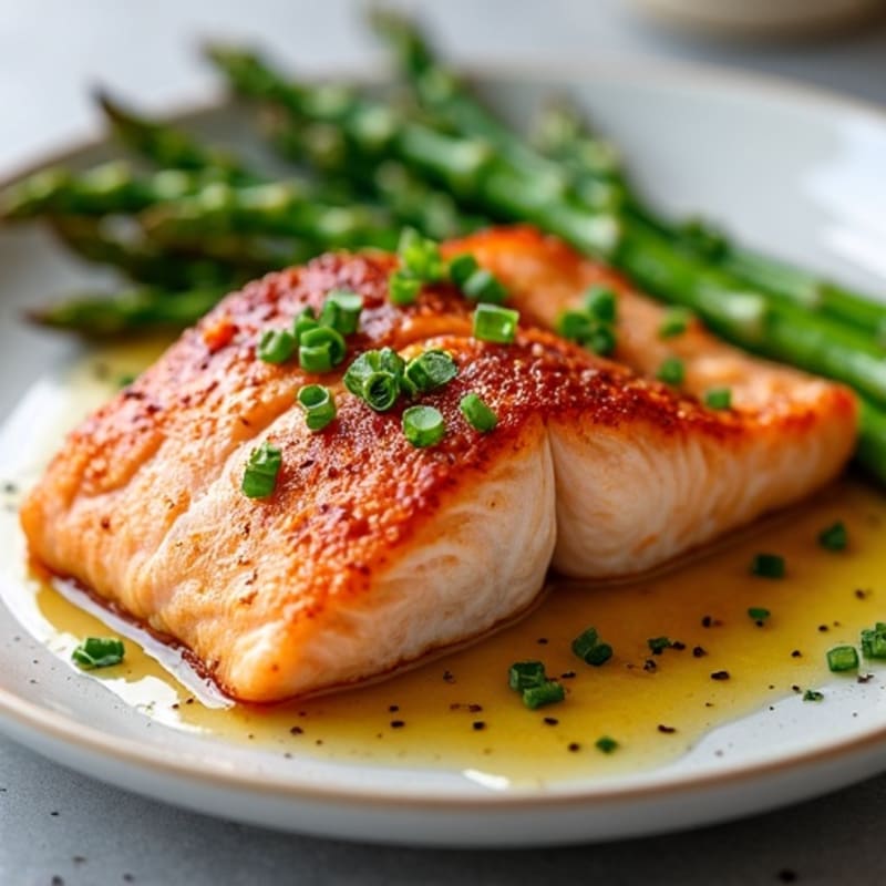 Crispy Pan-Seared Salmon with Roasted Asparagus