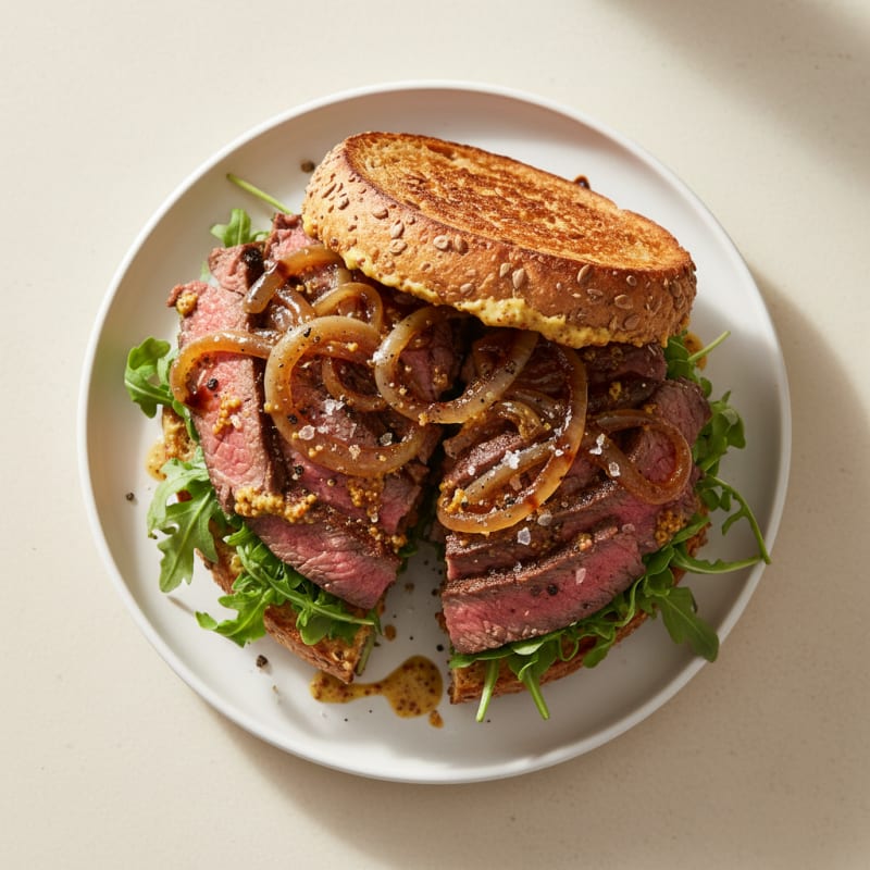 Tender Caramelized Beef and Onion Sandwich