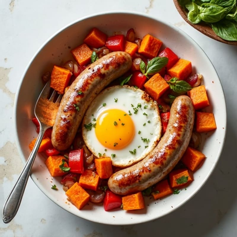 Crispy Sheet Pan Sausage and Sweet Potato Hash