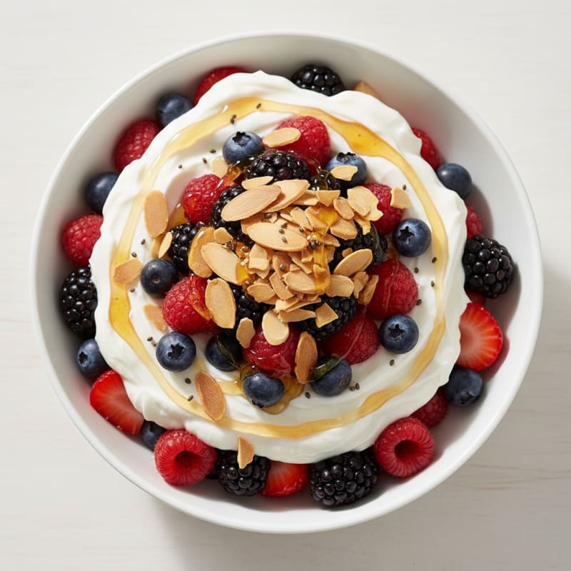 Creamy Greek Yogurt Parfait with Mixed Berries and Toasted Almonds