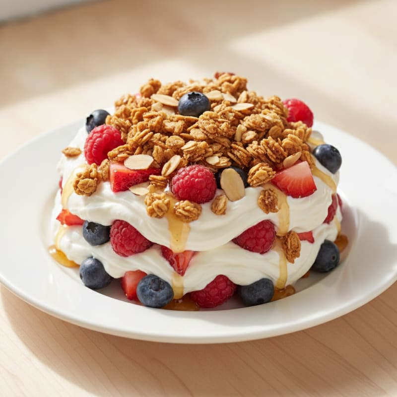 Greek Yogurt Berry Parfait with Almond Granola