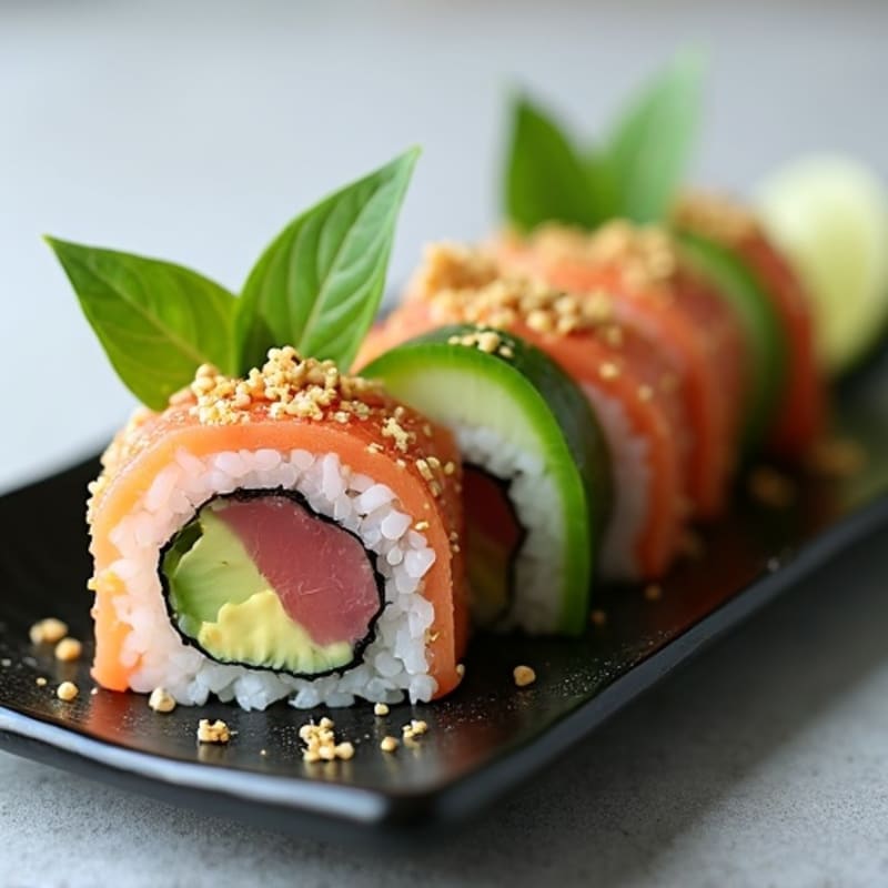 Fresh Tuna Avocado Roll with Cucumber Crunch