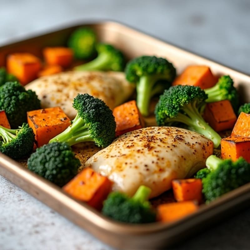 Sheet Pan Lemon-Herb Chicken with Roasted Broccoli and Sweet Potatoes