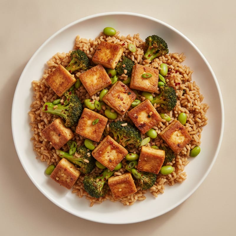 Marinated Tofu and Rice Stir-Fry