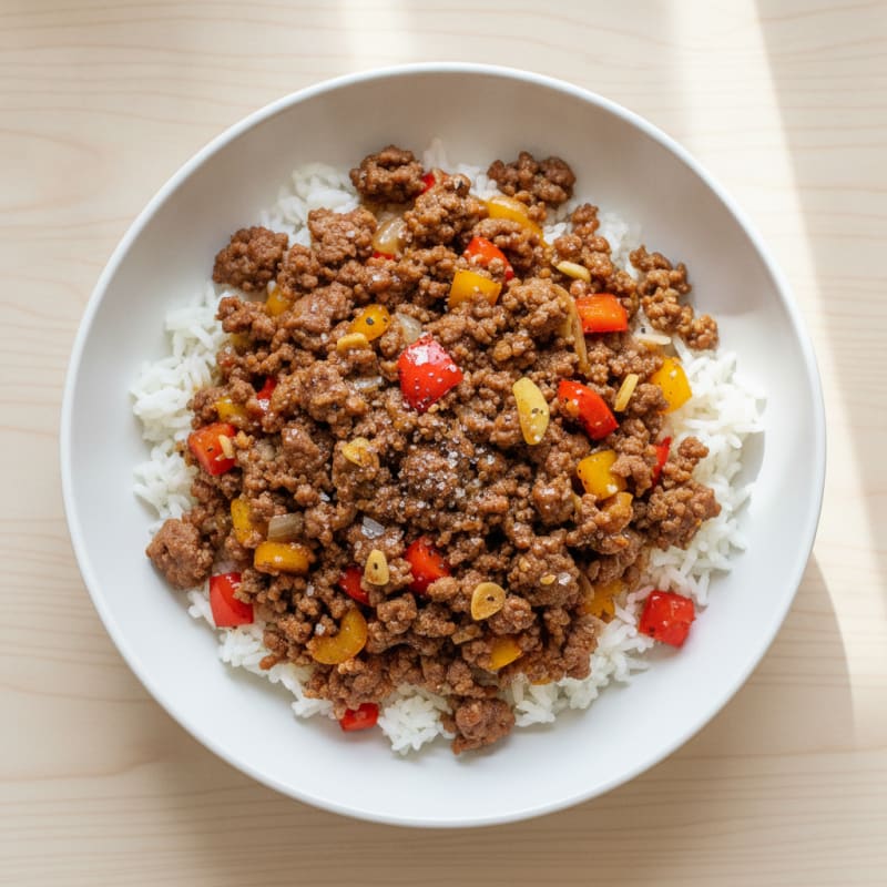 Savory Ground Beef and Rice Bowl